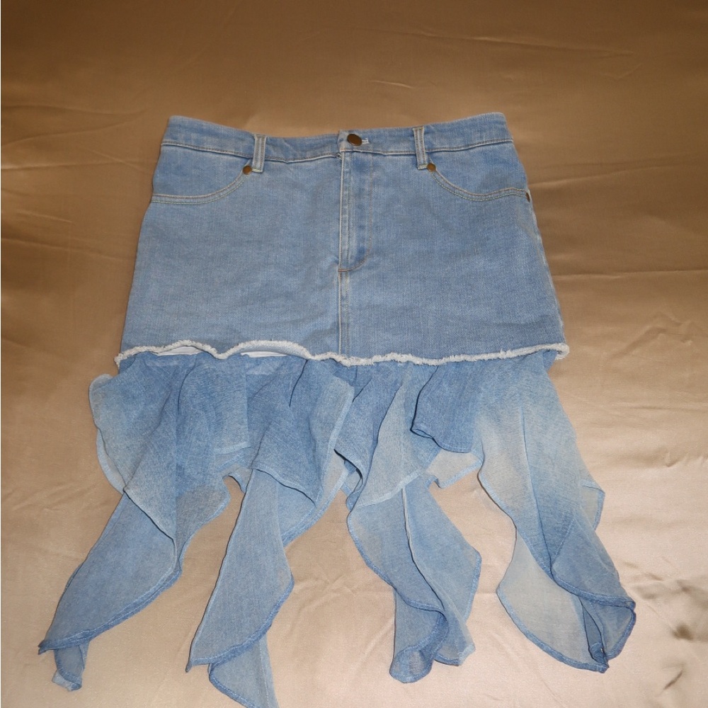 Lovers + Friends Asymmetrical Denim Skirt
